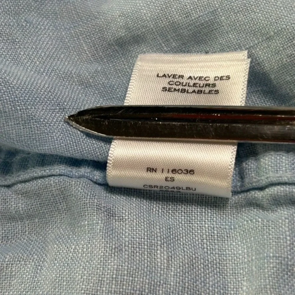 Charles Tyrwhitt‎ Classic Button Up Light Blue Linen Shirt Men XXL Long Sleeve